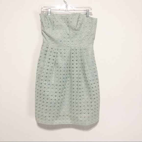 J. Crew Dusty Seaglass Hayley Eyelet Strapless Dress - Picture 2 of 7
